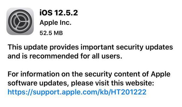 汤旺河苹果手机维修分享iOS12.5.2发布，建议所有老苹果用户安装 